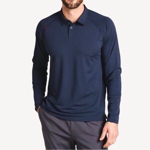 Rhone Long Sleeve Delta Pique Sky Blue Polo Long Sleeve Shirt L